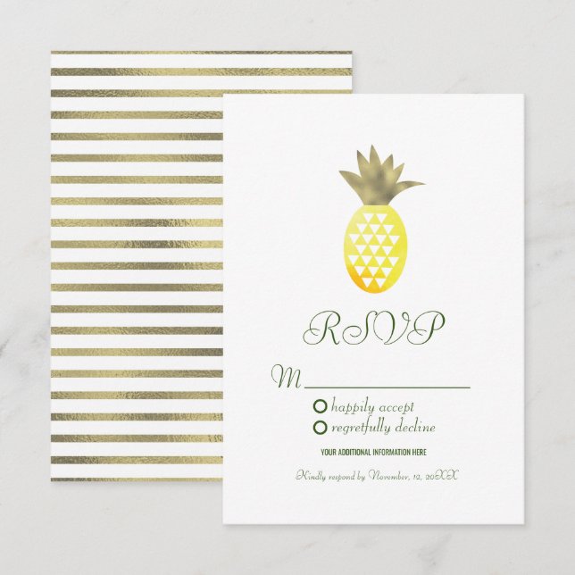 Akvarell Pineapple Geometrisk Oas Falsk Folie Inbjudningar (Fram/baksida)