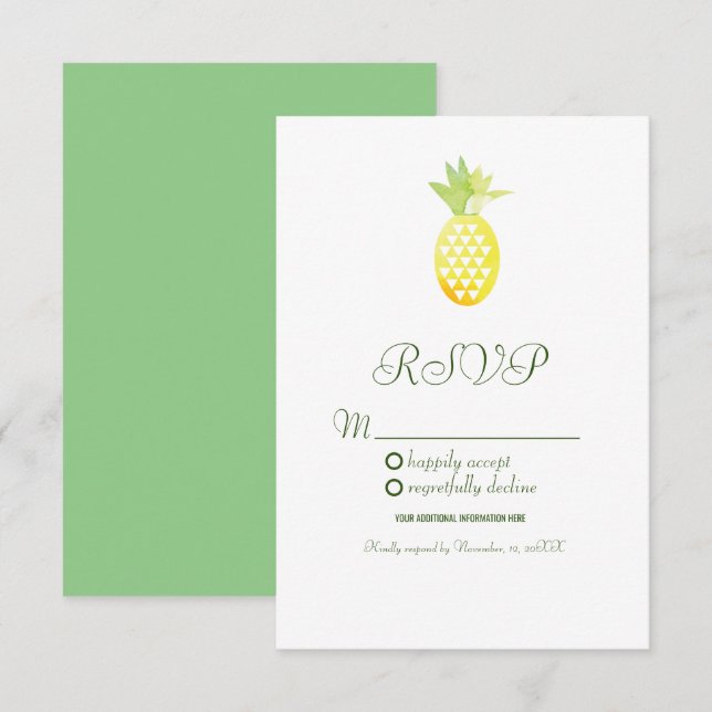 Akvarell Pineapple Geometrisk Oas Frukt Inbjudningar (Fram/baksida)