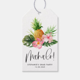Akvarell Pineapple Mahalo Tropisk Examen Presentetikett
