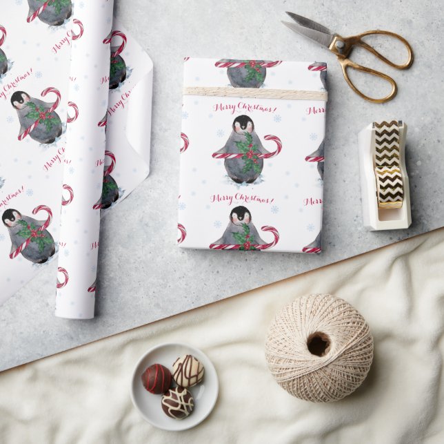 Akvarell Pingvin God Jul Presentpapper (Hantverk)