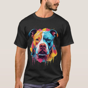 Akvarell Pitbull Hund Valp Pit Bull Hundar Bulldog T Shirt