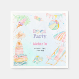 Akvarell poolparty födelsedagsommar Pappers Ta Pappersservett