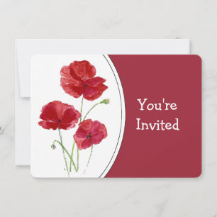 Akvarell Poppy Trädgård Blomma Blomster konst Inbjudningar