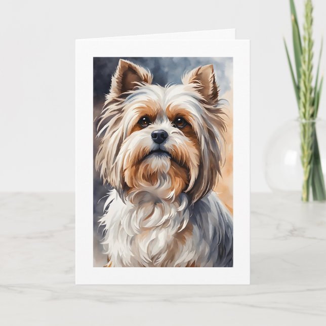 Akvarell Porträtt Pose Söt Shih Tzu Blank Kort (Framsida)