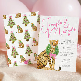 Akvarell Preppy Leopard Julfest Inbjudningar