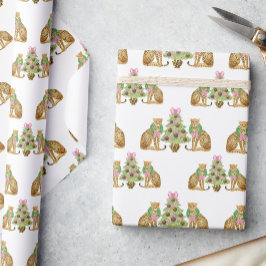 Akvarell Preppy Leopard Julgran Presentpapper