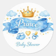 Akvarell Prince Boy Baby Shower