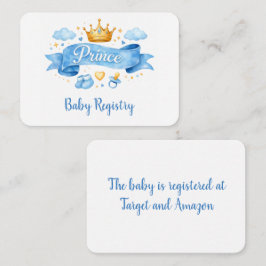 Akvarell Prins Pojke Baby Shower Barnpresentregist Tilläggskort