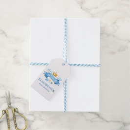 Akvarell Prins Pojke Baby Shower Tack så mycket Presentetikett