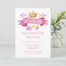 Akvarell Prinsessa Rosa Flicka Bebis Shower