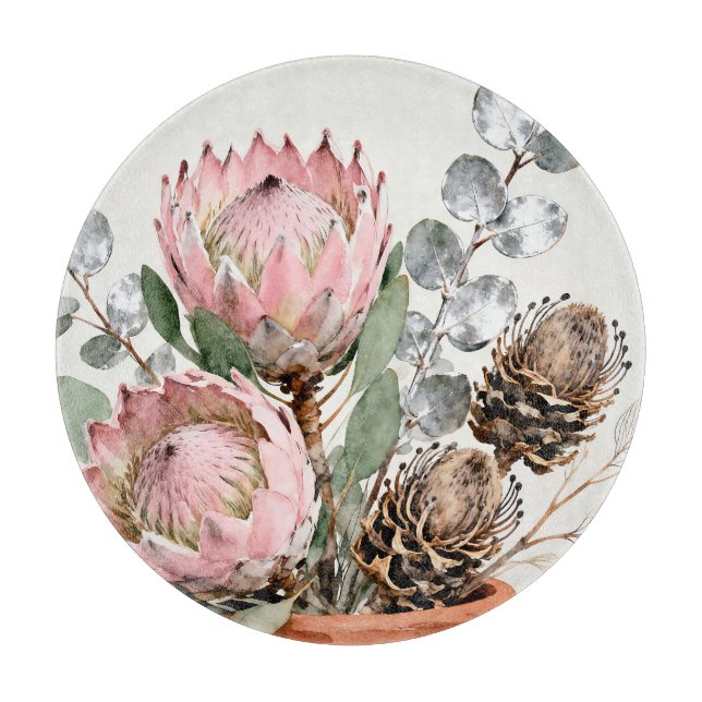 Akvarell Protea Eucalyptusarrangemang (Framsidan)