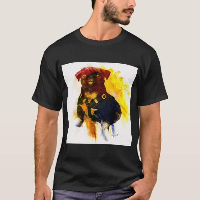 Akvarell Pug Valp T Shirt (Framsida)