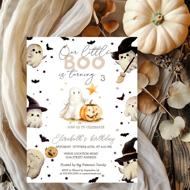 Akvarell Pumpa Boo Spöke Halloween Inbjudningar (Skapare uppladdad)