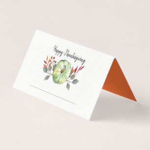 Akvarell Pumpa grön Thanksgiving platskort Kort