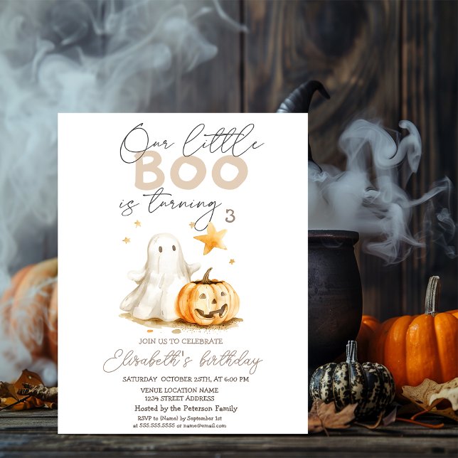Akvarell Pumpa Söt Spökgumma Halloween Inbjudningar (Skapare uppladdad)