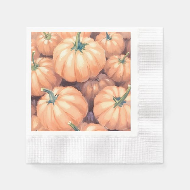 Akvarell Pumpa Thanksgiving Halloween Pappersservett (Framsidan)