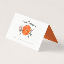 Akvarell Pumpa Thanksgiving platskort