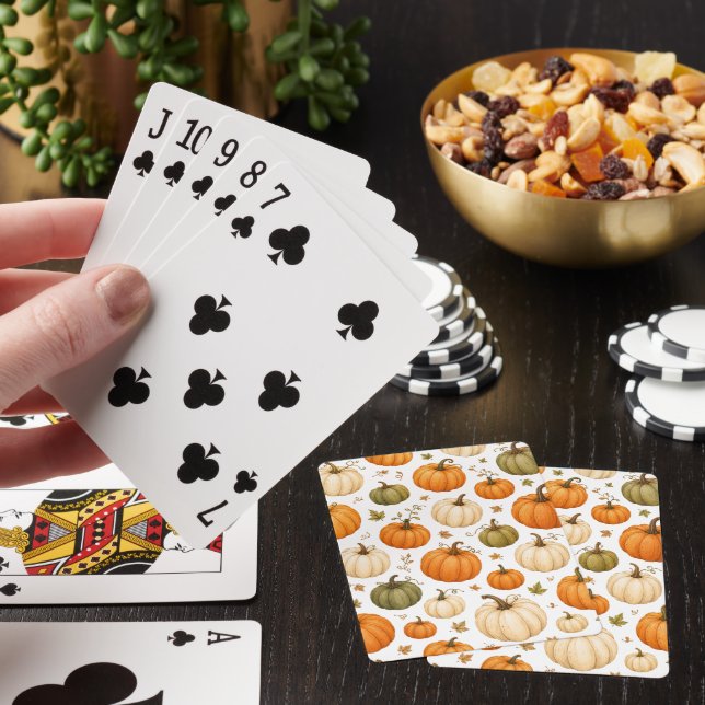 Akvarell Pumpamönster Höstpumpor Casinokort (På plats)