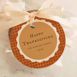 Akvarell Pumpkin Paj Happy Thanksgiving Gåvor Etiketter