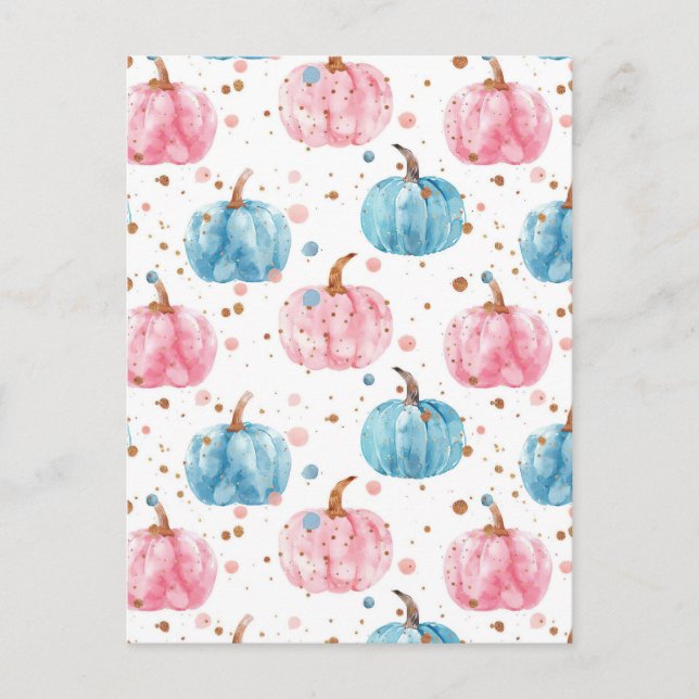 akvarell pumpor höstmönster vykort (Framsida)