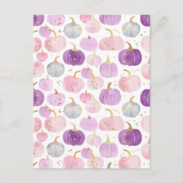 akvarell pumpor höstmönster vykort (Framsida)