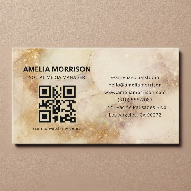 Akvarell QR-kod Minimalistisk Professionell Visitkort (Skapare uppladdad)