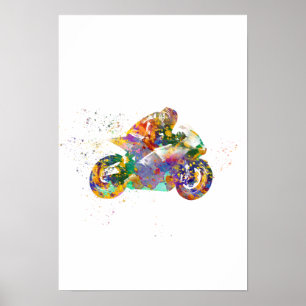 akvarell racingmotorcykel poster