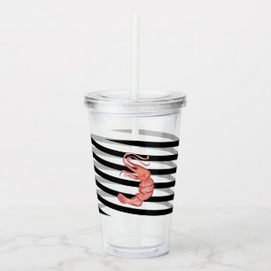 Akvarell Räkor Ränder Monogram Take Away Mugg