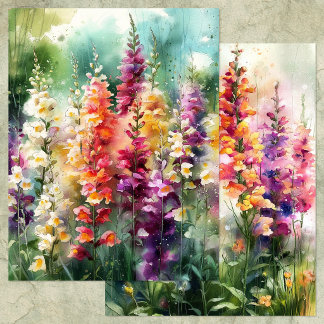 AKVARELL RÄVGLANT TRÄDGÅRD SKRAPBOKSPAPPER