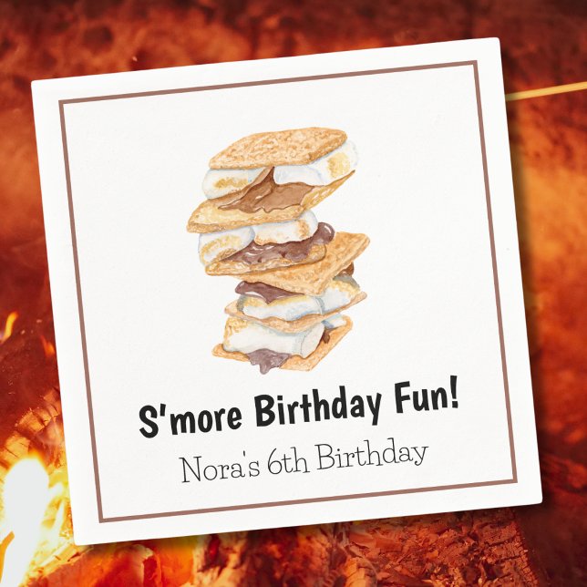 Akvarell Realistisk S'mores 6-års födelsedag  Pappersservett (Skapare uppladdad)