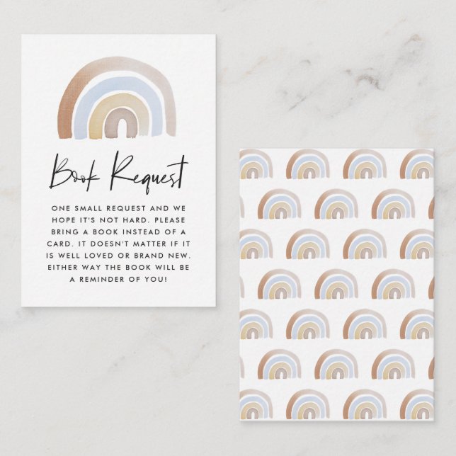 Akvarell Regnbåge Babykalas Bokönskan Tilläggskort (Fram/baksida)