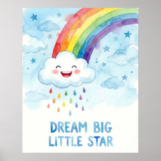 Akvarell Regnbåge Moln Dröm Stort Barn Poster
