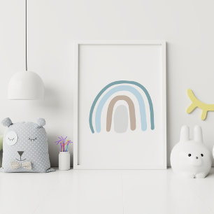 Akvarell Regnbåge Nordisk Barnkammardekor Poster