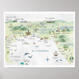 Akvarell Resekort | Puerto Vallarta Poster