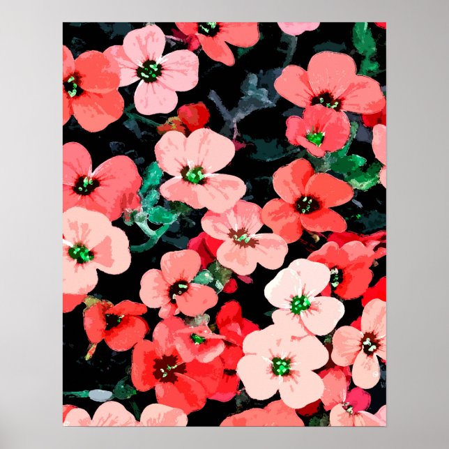 Akvarell Röd Blomma Poster (Framsidan)