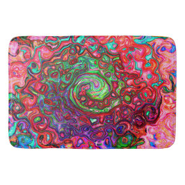 Akvarell Röd Groovy Abstrakt Retro Flytande Virvel Badrumsmatta