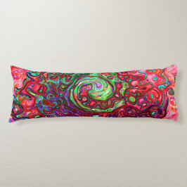 Akvarell Röd Groovy Abstrakt Retro Flytande Virvel Kroppskudde