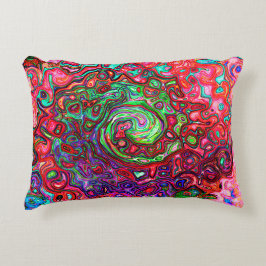 Akvarell Röd Groovy Abstrakt Retro Flytande Virvel Prydnadskudde