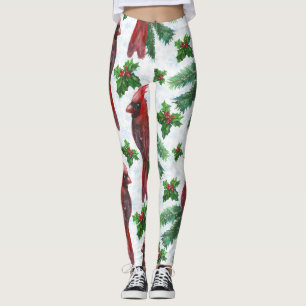 akvarell Röd Kardinalfågel Leggings