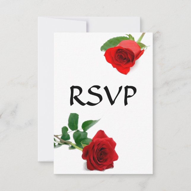 Akvarell Röd Ros - RSVP-kort OSA Kort (Framsida)