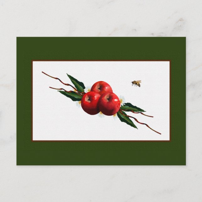 Akvarell Röda Äpplen Vykort (Framsida)