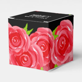 Akvarell Röda Rosor Blommig 2" Fyrkantig Presentaskar