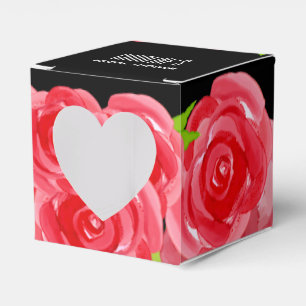 Akvarell Röda Rosor Blommig Fyrkant Presentaskar