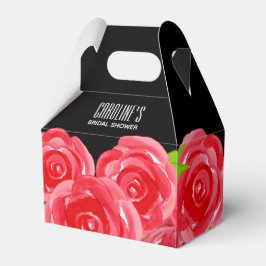 Akvarell Röda Rosor Blommig Gavel Stil Presentaskar