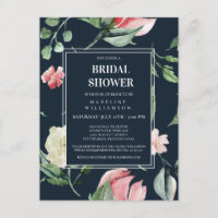 AKVARELL RODNAD BLOMSTERBRYLLUPSFEST INBJUDAN