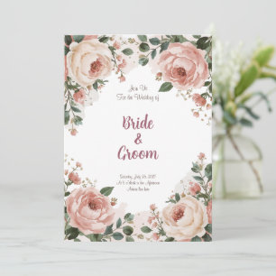 Akvarell Rodnad Peony Kräm Rosa Babysandblomma Inbjudningar