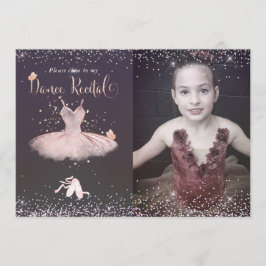 Akvarell Rodnad Tutu och Fjärilar Dansrecital Inbjudningar