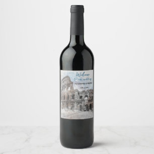 Akvarell Rom Italien Vin Etikett – Elegant Anpassa