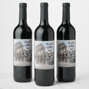 Akvarell Rom Italien Vinetikett – Elegant Anpassad Vinflaska Etikett