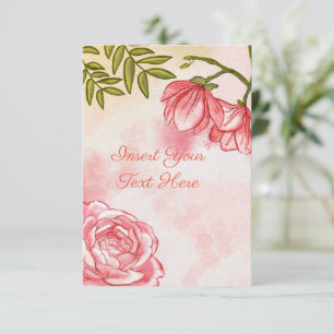 Akvarell Romantiska Rosor Blommig Kort